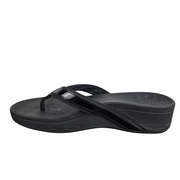 Vionic 380 High Tide Sandals Sz 8 Black Flip Flop Wedge - Picture 8 of 12